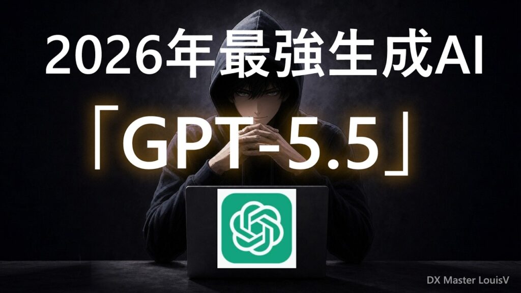 最強生成AIの生成AI「GPT-5.5」 の紹介。2026年4月現在の「GPT-5.5」。GPT-4、GPT5、GPT-5.5の比較。AIエージェントの作り方。