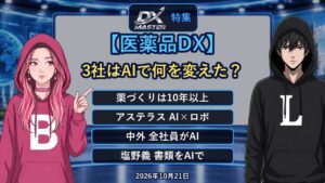 【動画公開】【医薬品DX】アステラス・中外製薬・塩野義はAIで何を変えた？約2年の研究が7カ月に、書類づくり最大50%短縮　中小企業がまねできるコツは？｜DXマスター特集